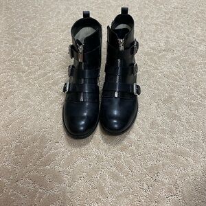 Michael Kor Black Leather Buckle Boots